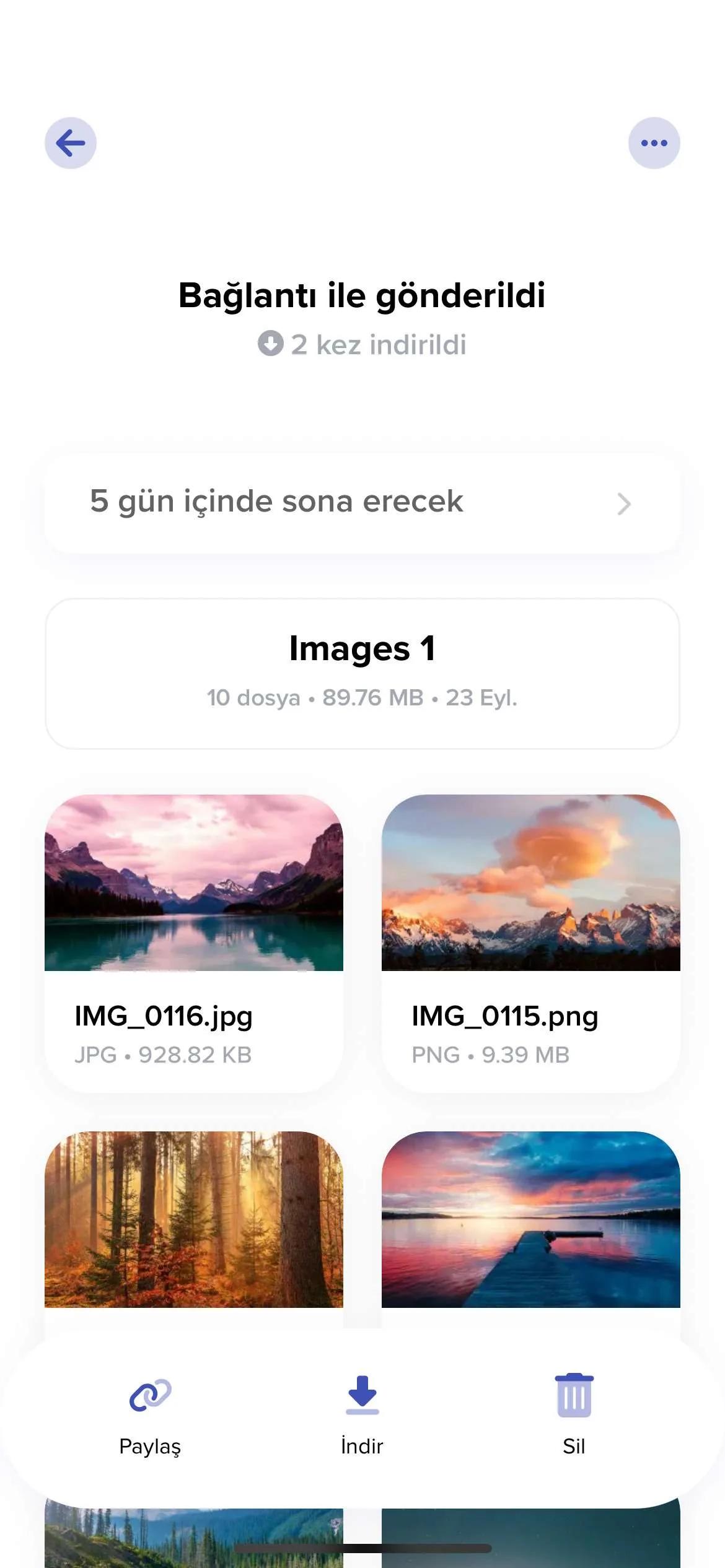 Transfer yönetim ekranını gösteren Android mobil uygulamamızın ekran görüntüsü