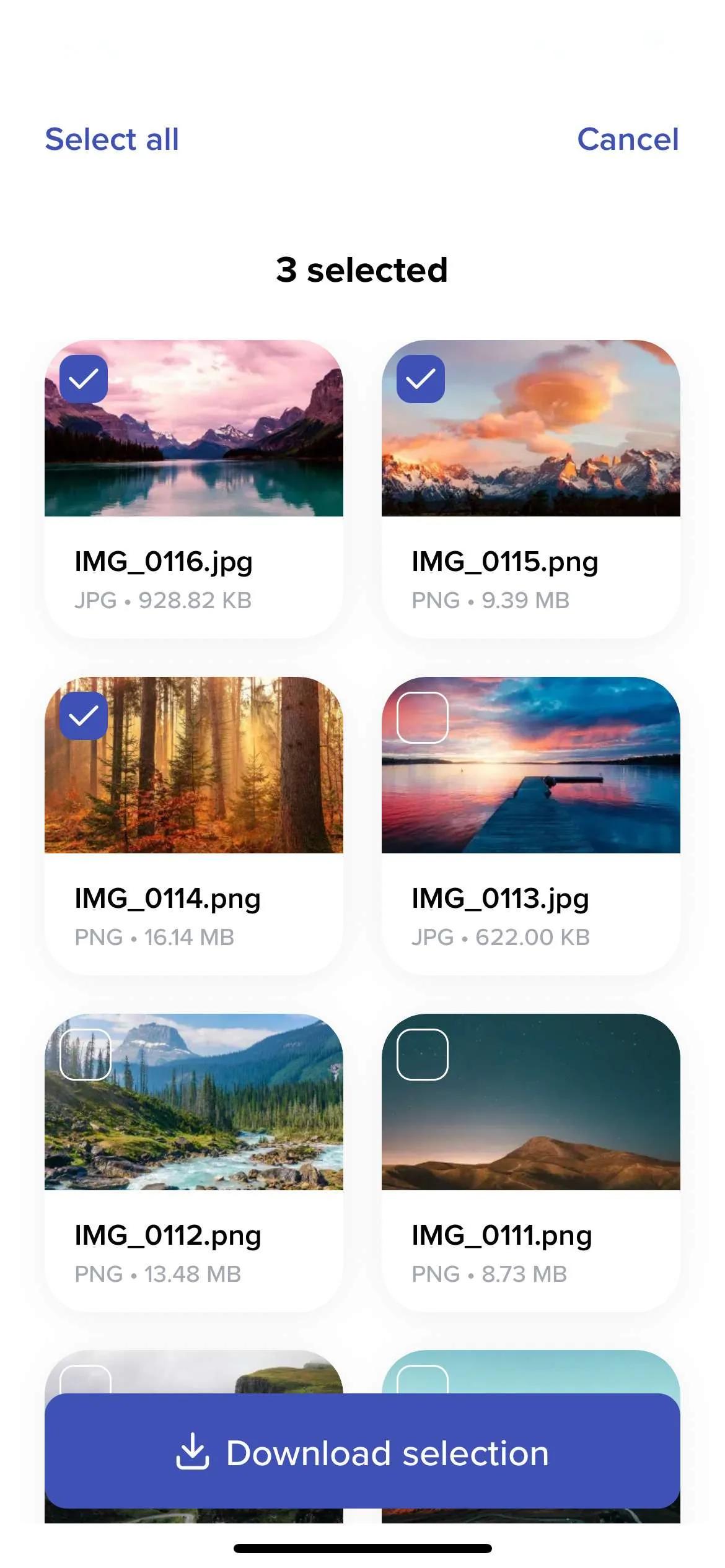 Екранна снимка на нашето мобилно приложение за iOS, показваща детайлите на трансфер с опции за споделяне и изтегляне