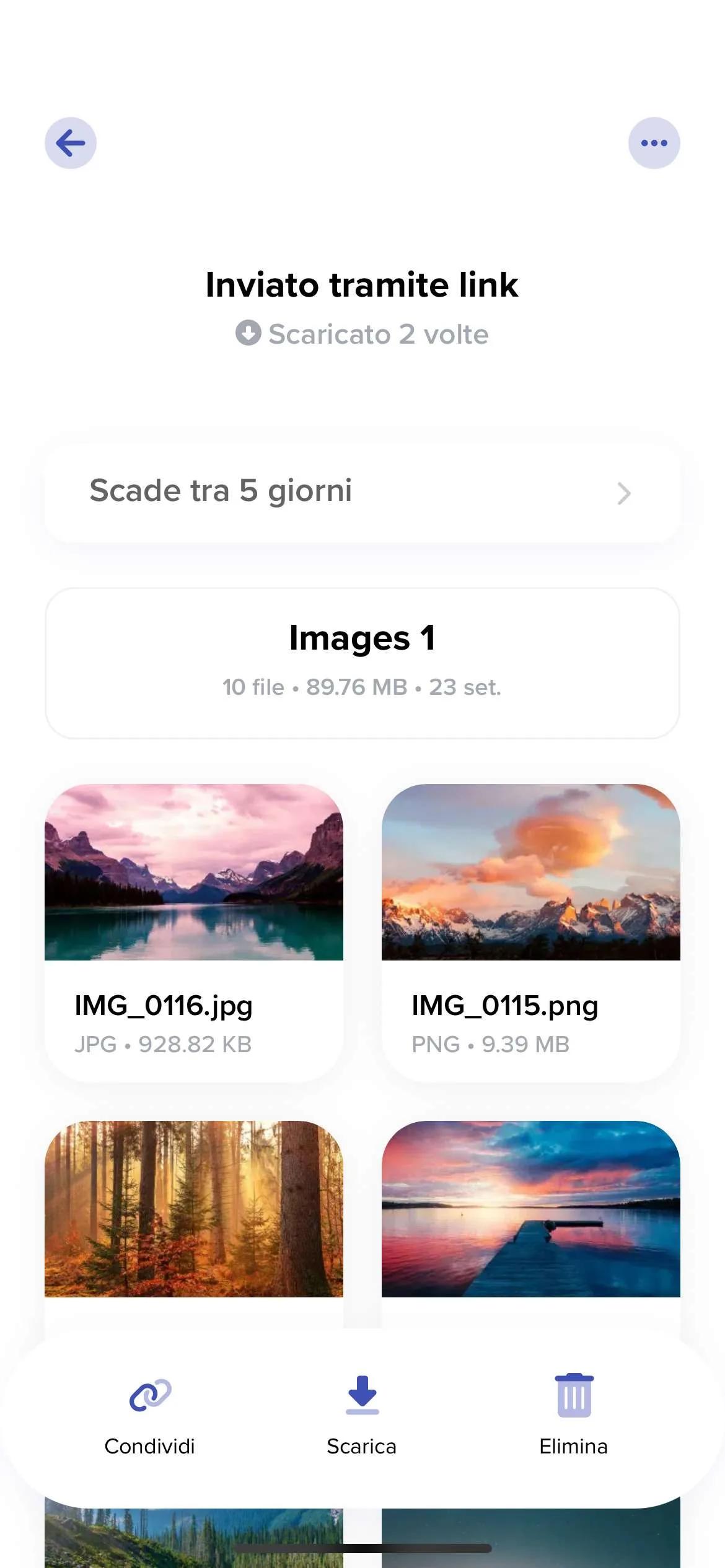 Schermata della nostra app mobile iOS con la schermata di gestione dei trasferimenti