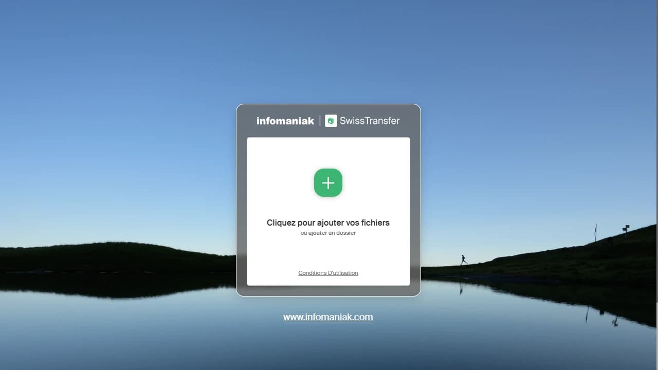 Page d’accueil de SwissTransfer