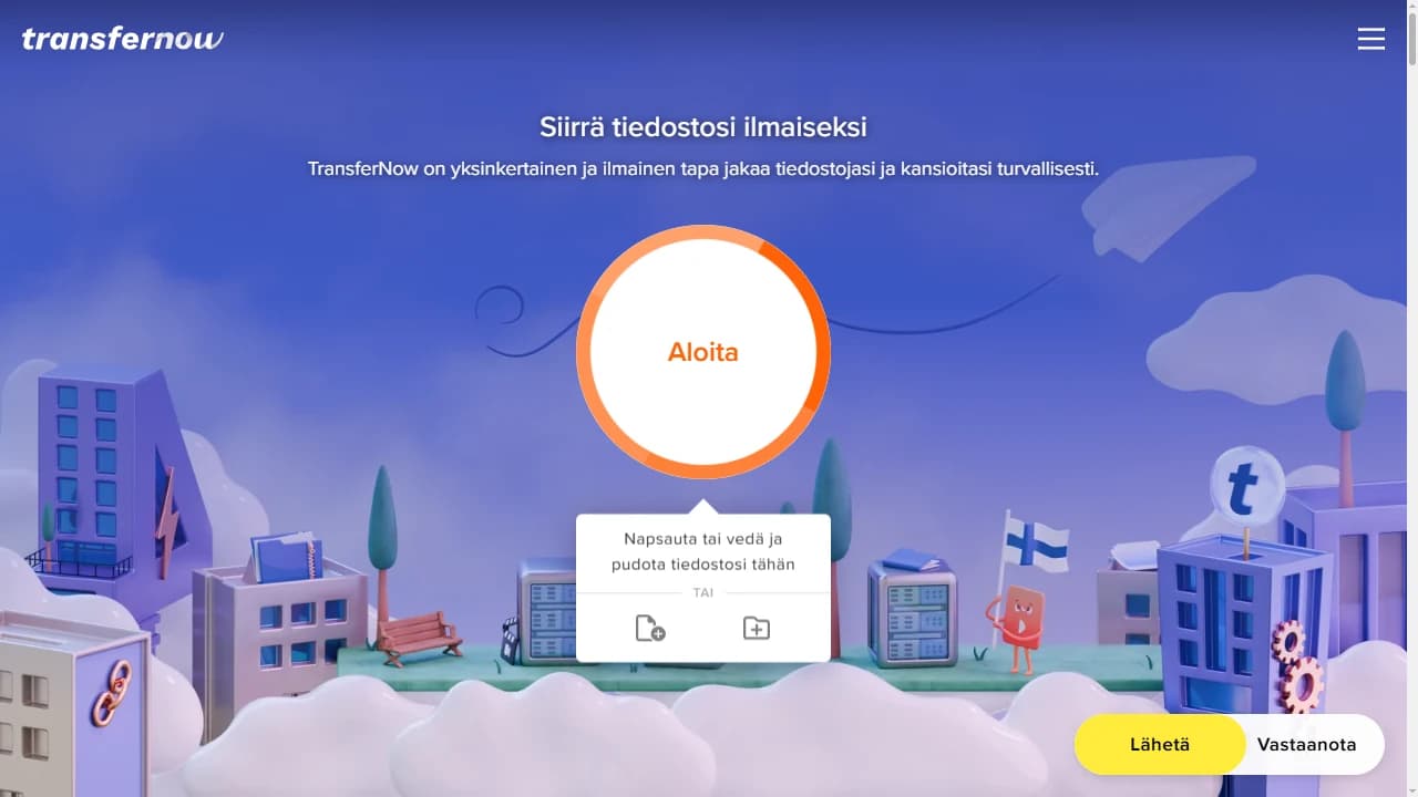 TransferNow’n etusivu